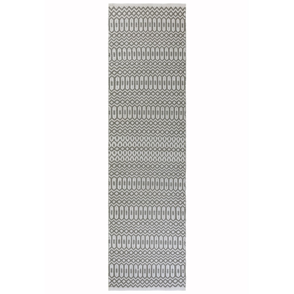 Halsey Geometric Outdoor Runner Rugs in Grey